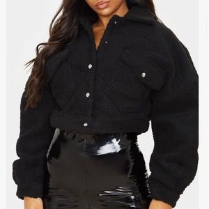Black cropped trucker jacket